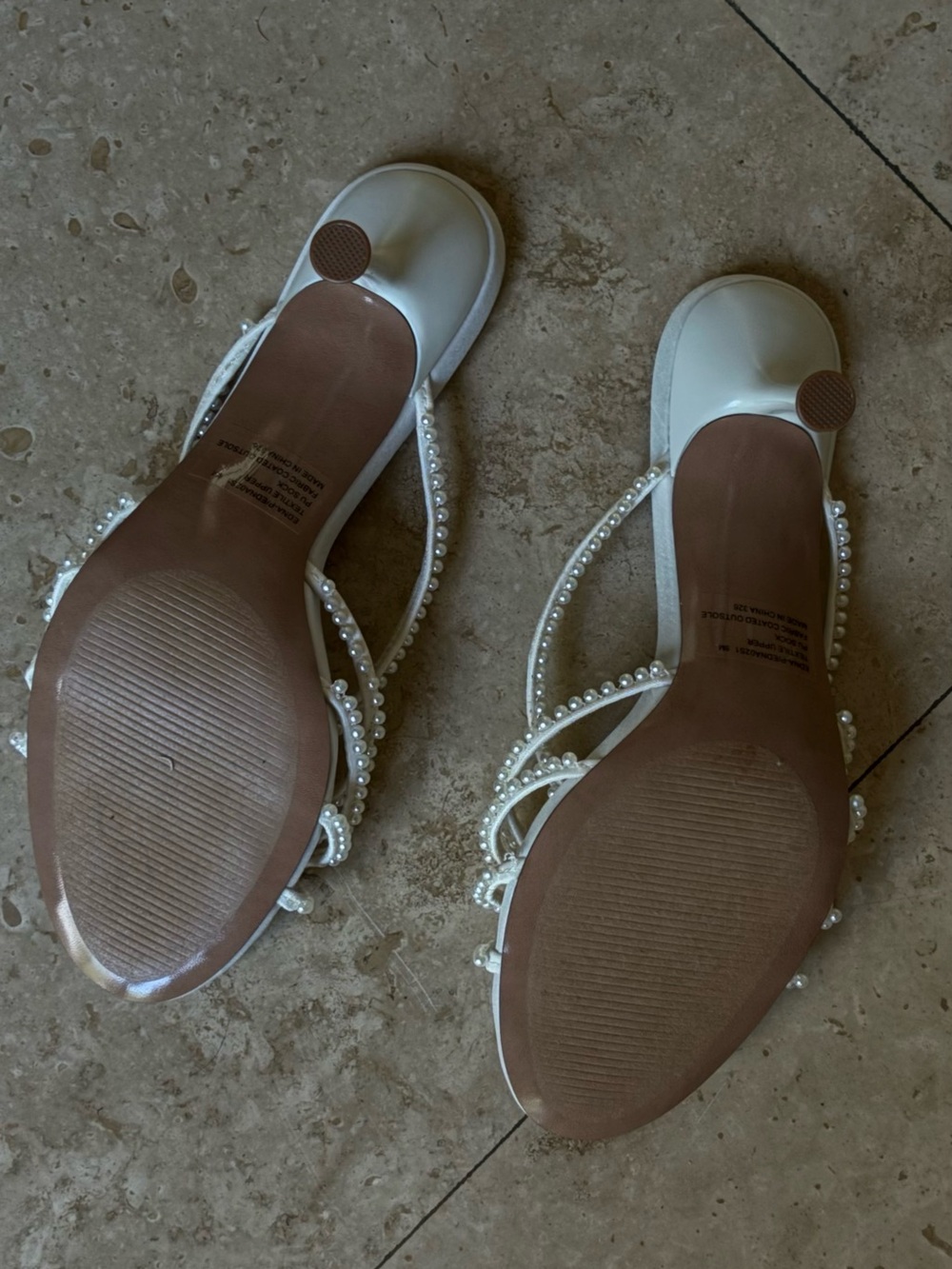 Steve Madden EDNA White Pearl-Strap Slide Sandals size 8 - Picture 3 of 6